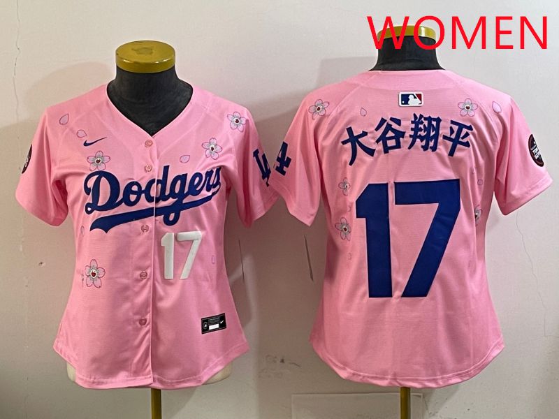 Women Los Angeles Dodgers 17 Ohtani Pink Sakura Edition 2025 Nike MLB Jersey style 7